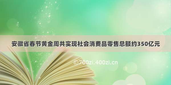 安徽省春节黄金周共实现社会消费品零售总额约350亿元