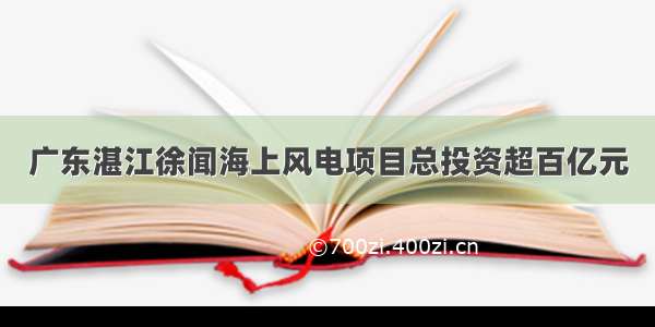 广东湛江徐闻海上风电项目总投资超百亿元