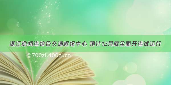 湛江徐闻港综合交通枢纽中心 预计12月底全面开港试运行