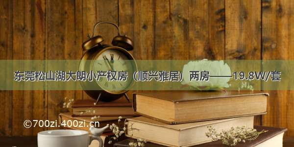 东莞松山湖大朗小产权房（顺兴雅居）两房——19.8W/套