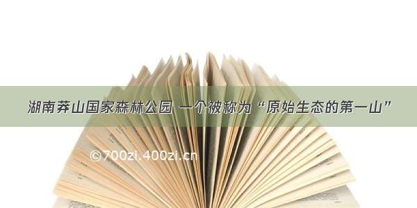 湖南莽山国家森林公园 一个被称为“原始生态的第一山”