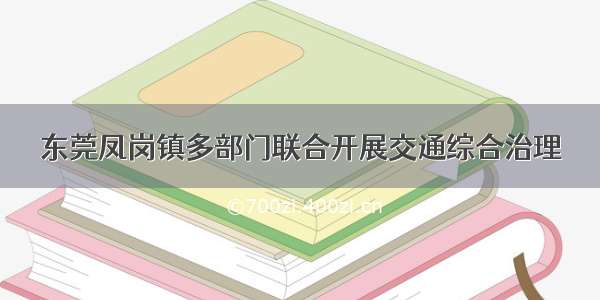 东莞凤岗镇多部门联合开展交通综合治理