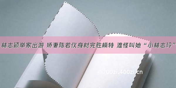 林志颖举家出游 娇妻陈若仪身材完胜模特 难怪叫她“小林志玲”