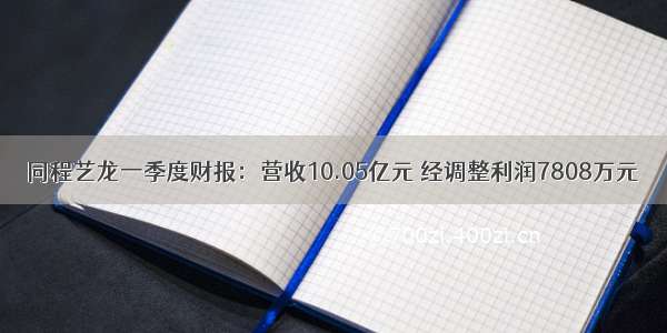 同程艺龙一季度财报：营收10.05亿元 经调整利润7808万元