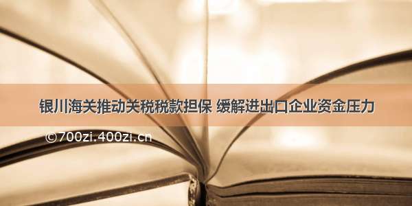 银川海关推动关税税款担保 缓解进出口企业资金压力