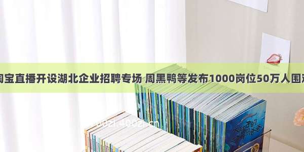 淘宝直播开设湖北企业招聘专场 周黑鸭等发布1000岗位50万人围观