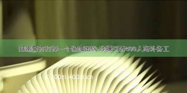 越南警方打掉一个偷渡团伙 涉嫌引诱400人海外务工