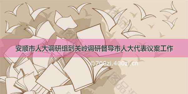 安顺市人大调研组到关岭调研督导市人大代表议案工作