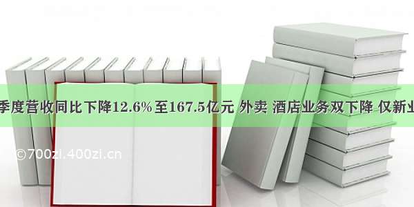 美团一季度营收同比下降12.6%至167.5亿元 外卖 酒店业务双下降 仅新业务增长