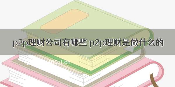 p2p理财公司有哪些 p2p理财是做什么的