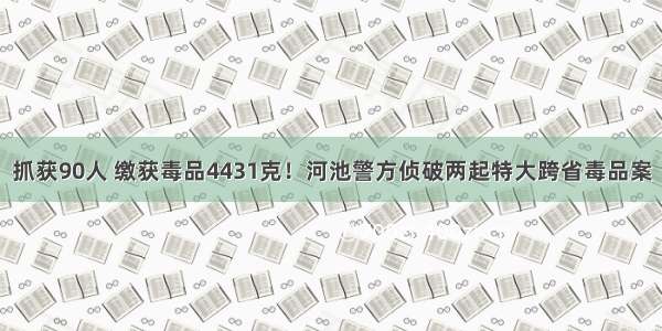 抓获90人 缴获毒品4431克！河池警方侦破两起特大跨省毒品案