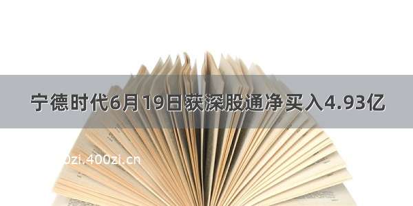 宁德时代6月19日获深股通净买入4.93亿