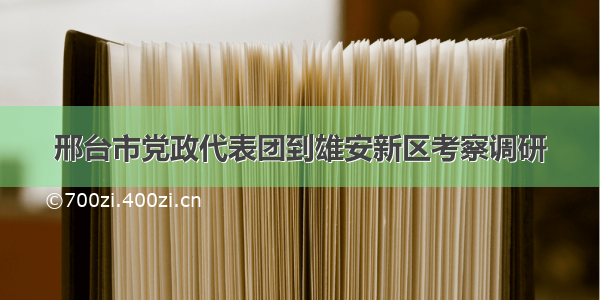 邢台市党政代表团到雄安新区考察调研