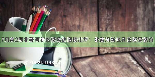 7月第2周北戴河新区楼盘热搜榜出炉：北戴河新区孔雀城登榜首