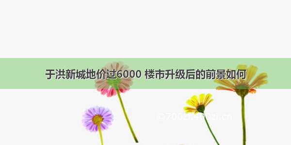 于洪新城地价过6000 楼市升级后的前景如何