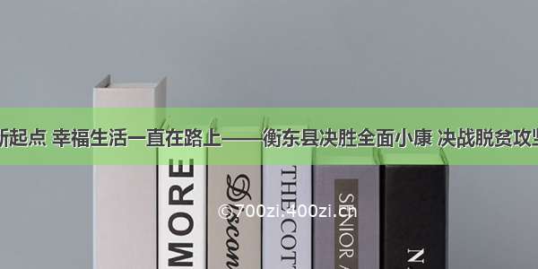 脱贫只是新起点 幸福生活一直在路上——衡东县决胜全面小康 决战脱贫攻坚工作侧记