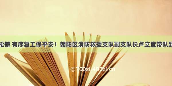 消防安全不松懈 有序复工保平安！朝阳区消防救援支队副支队长卢立堂带队到五方天雅检