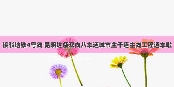 接驳地铁4号线 昆明这条双向八车道城市主干道主线工程通车啦