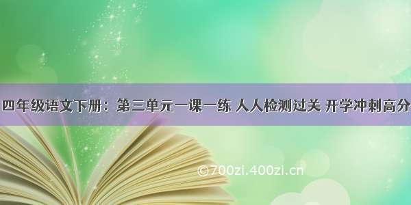 四年级语文下册：第三单元一课一练 人人检测过关 开学冲刺高分