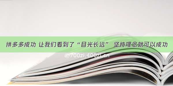 拼多多成功 让我们看到了“目光长远” 坚持理念就可以成功