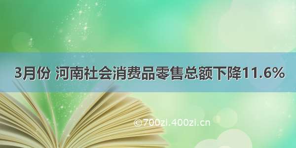 3月份 河南社会消费品零售总额下降11.6%