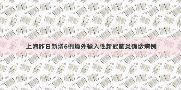 上海昨日新增6例境外输入性新冠肺炎确诊病例
