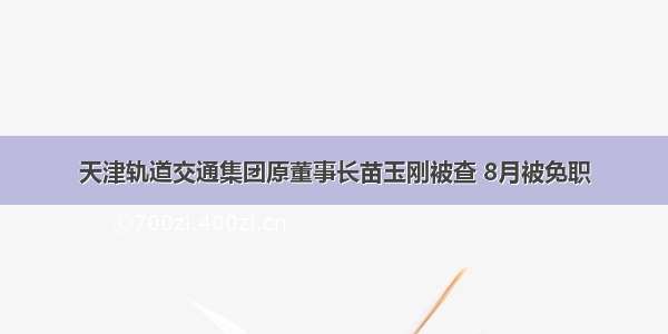 天津轨道交通集团原董事长苗玉刚被查 8月被免职