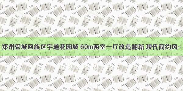 郑州管城回族区宇通花园城 60m两室一厅改造翻新 现代简约风~