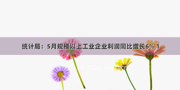 统计局：5月规模以上工业企业利润同比增长6% 1