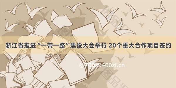 浙江省推进“一带一路”建设大会举行 20个重大合作项目签约