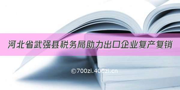 河北省武强县税务局助力出口企业复产复销