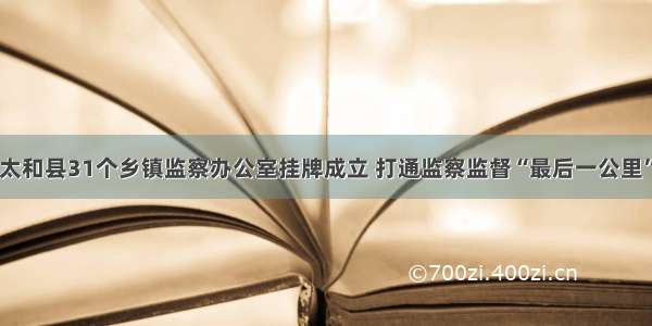 太和县31个乡镇监察办公室挂牌成立 打通监察监督“最后一公里”