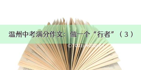 温州中考满分作文：做一个“行者”（3）