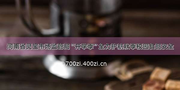 河南省灵宝市场监管局“开学季”全力护航秋季校园食品安全