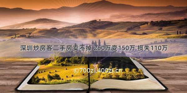 深圳炒房客二手房卖不掉 260万变150万 损失110万