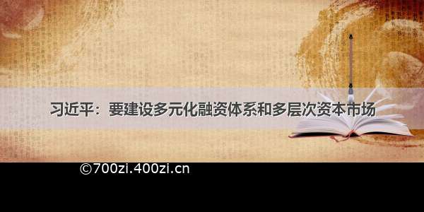 习近平：要建设多元化融资体系和多层次资本市场