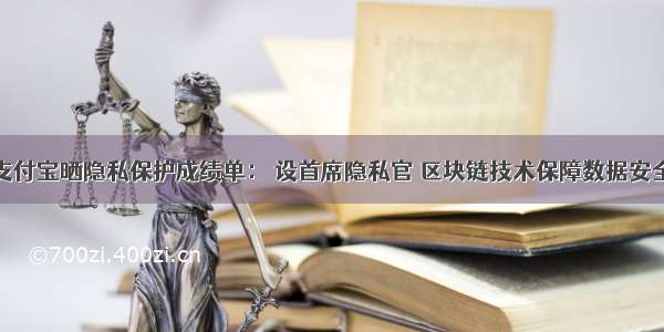 支付宝晒隐私保护成绩单： 设首席隐私官 区块链技术保障数据安全