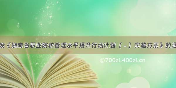 关于印发《湖南省职业院校管理水平提升行动计划（－）实施方案》的通知（湘