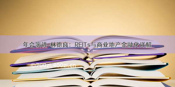 年会演讲｜林德良：REITs与商业地产金融化详解