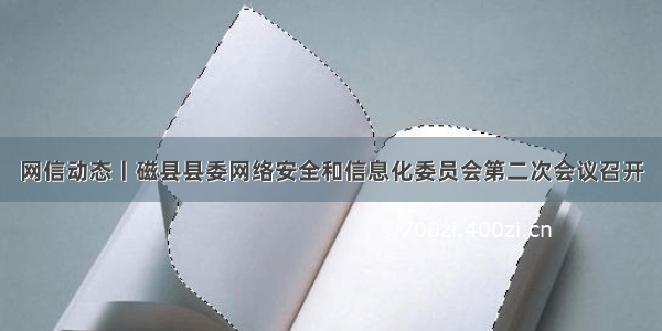 网信动态丨磁县县委网络安全和信息化委员会第二次会议召开