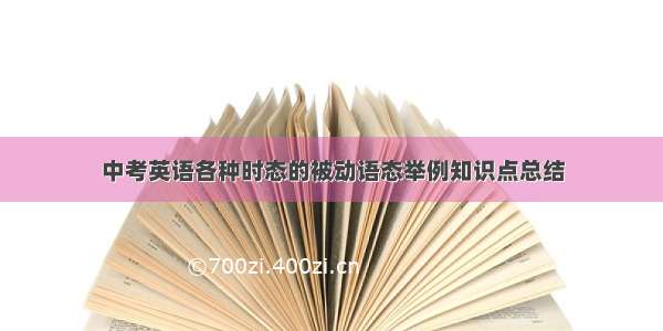 中考英语各种时态的被动语态举例知识点总结