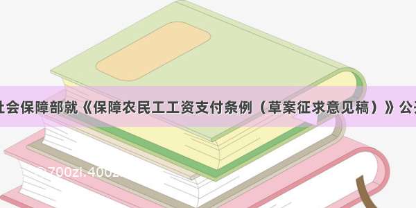 人力资源社会保障部就《保障农民工工资支付条例（草案征求意见稿）》公开征求意见