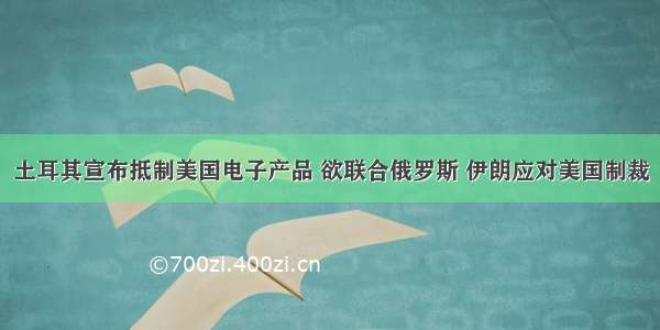 土耳其宣布抵制美国电子产品 欲联合俄罗斯 伊朗应对美国制裁