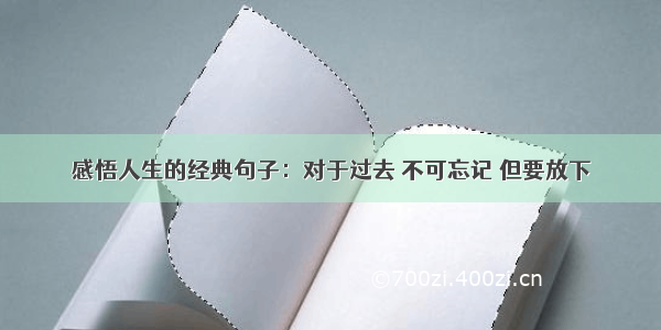 感悟人生的经典句子：对于过去 不可忘记 但要放下