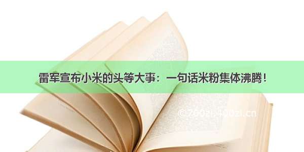 雷军宣布小米的头等大事：一句话米粉集体沸腾！