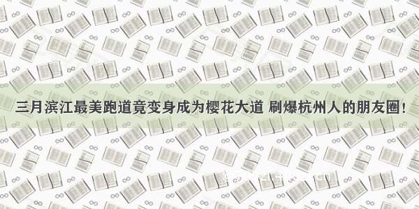 三月滨江最美跑道竟变身成为樱花大道 刷爆杭州人的朋友圈！