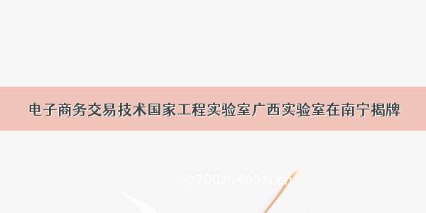 电子商务交易技术国家工程实验室广西实验室在南宁揭牌