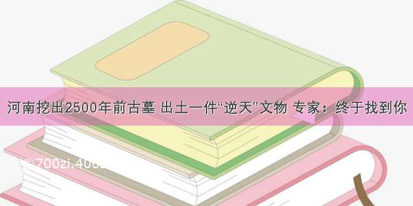 河南挖出2500年前古墓 出土一件“逆天”文物 专家：终于找到你