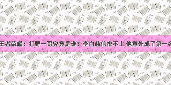 王者荣耀：打野一哥究竟是谁？李白韩信排不上 他意外成了第一名