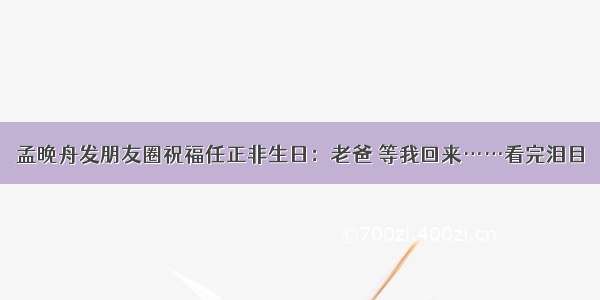 孟晚舟发朋友圈祝福任正非生日：老爸 等我回来……看完泪目